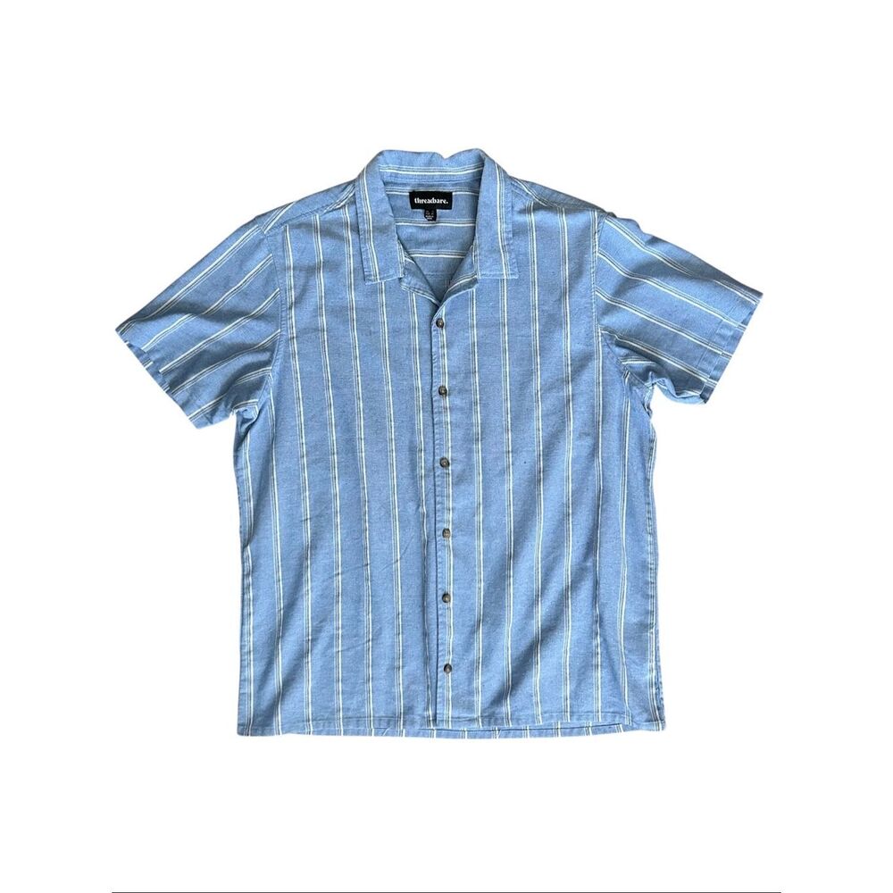 Threadbare Men’s XL Blue White Stripe S/S Shirt Button Down